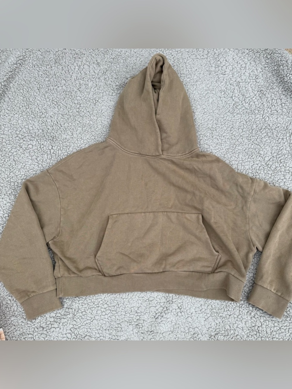 Entire studios Cropped Taupe Hoodie with Kangaroo Pocket
